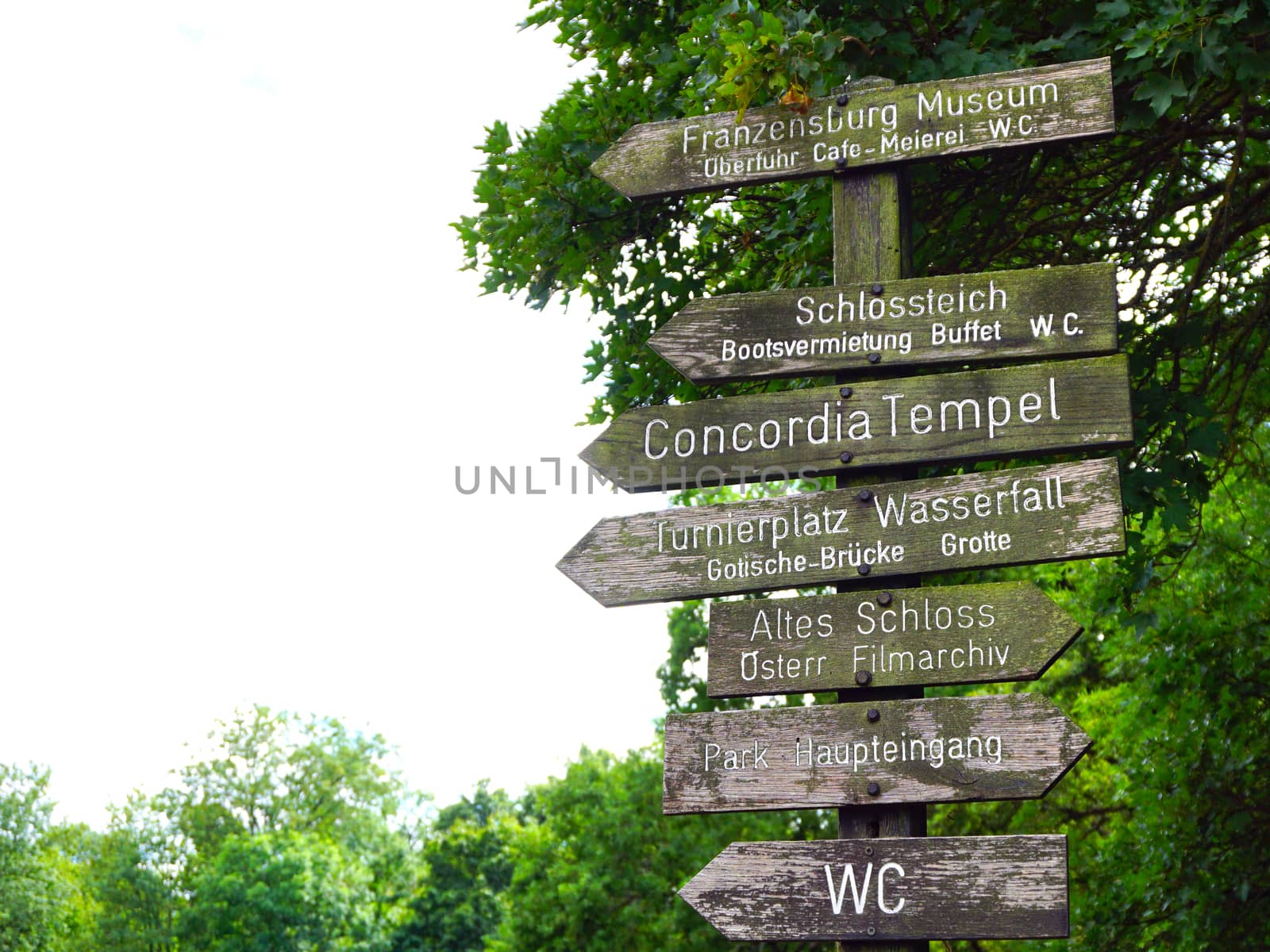 wood sign in the park Austria