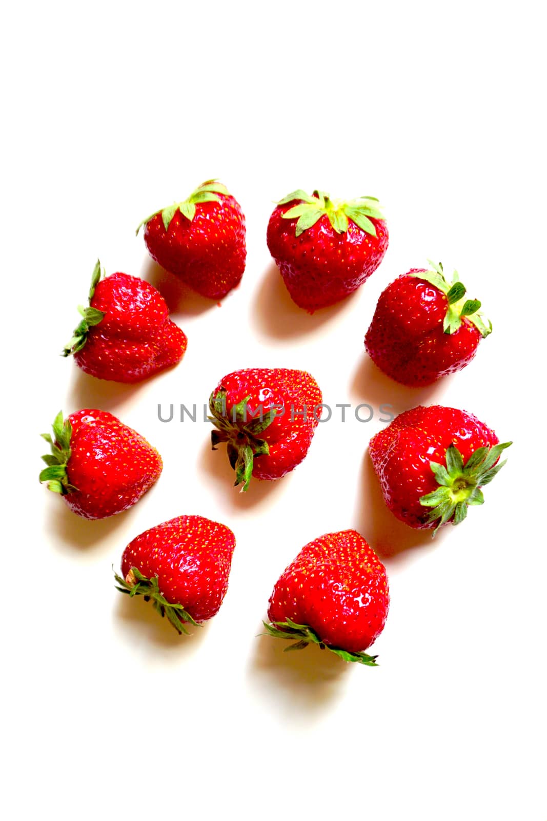 Fresh Strawberry isolated on white background circle vertical