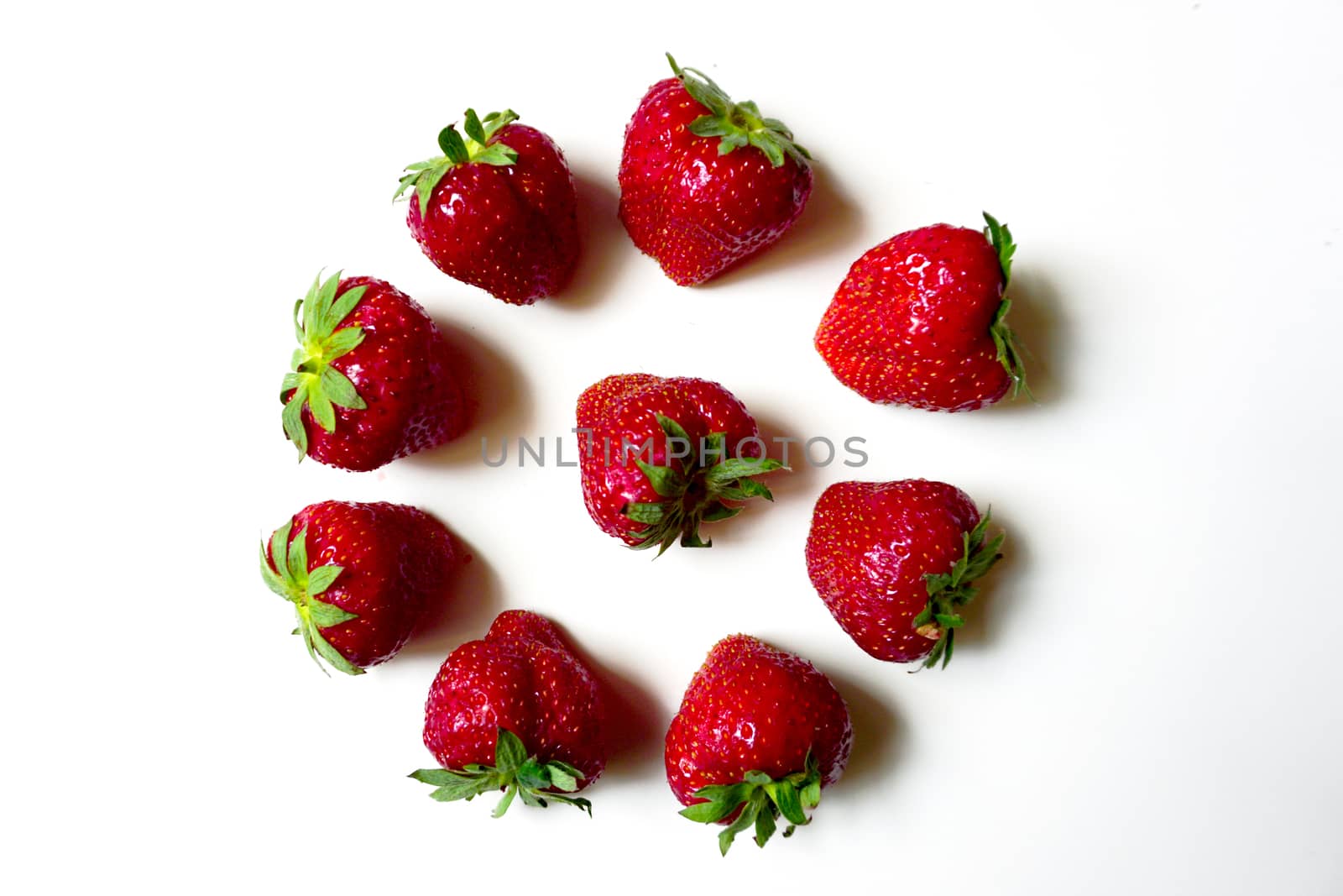 Fresh Strawberry isolated on white background circular