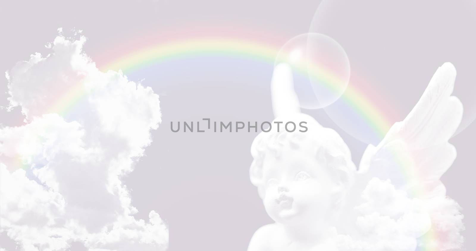 White Angel on the sky with rainbow by stellar