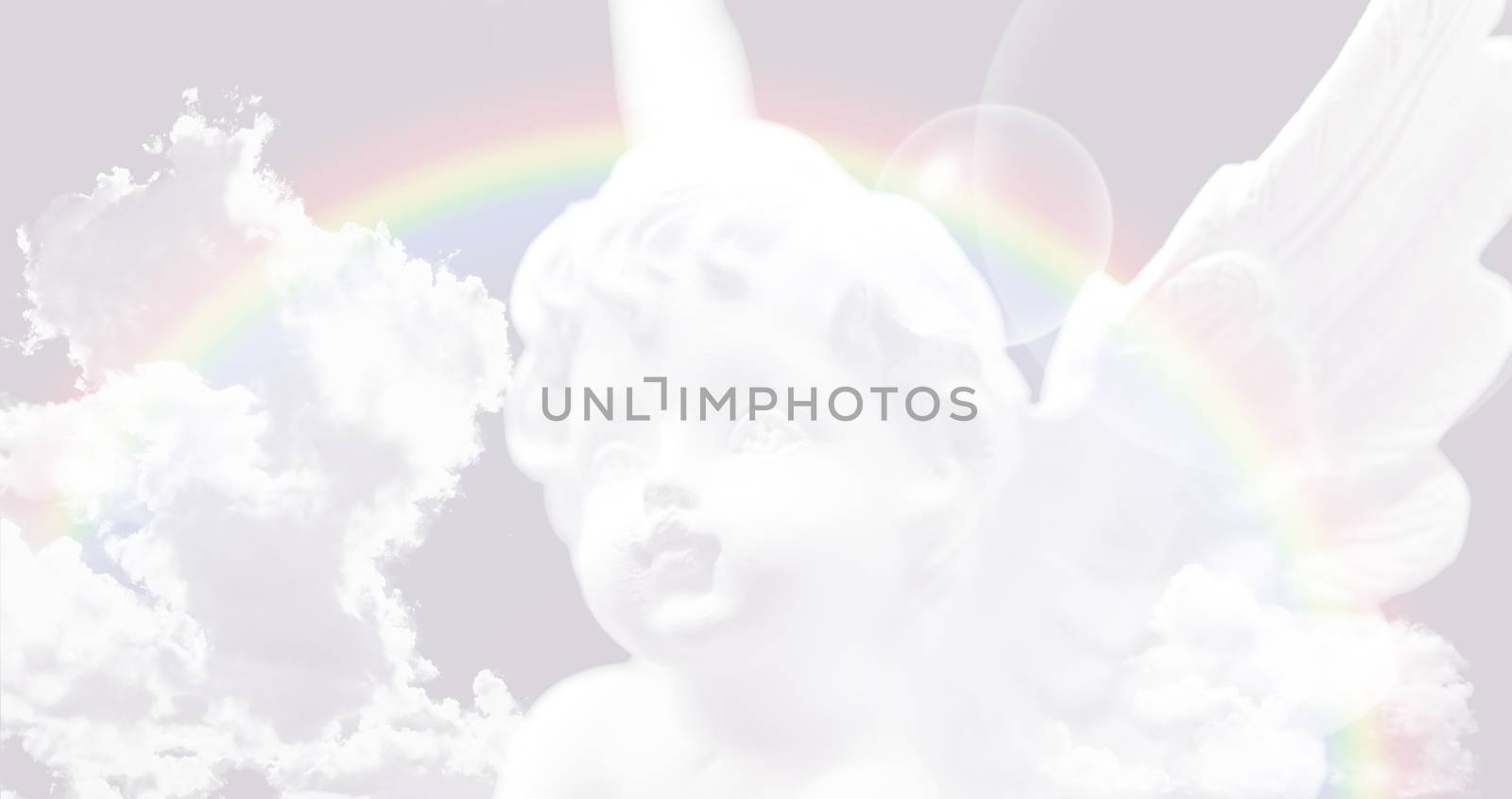 White Angel on the sky with rainbow-website header/banner