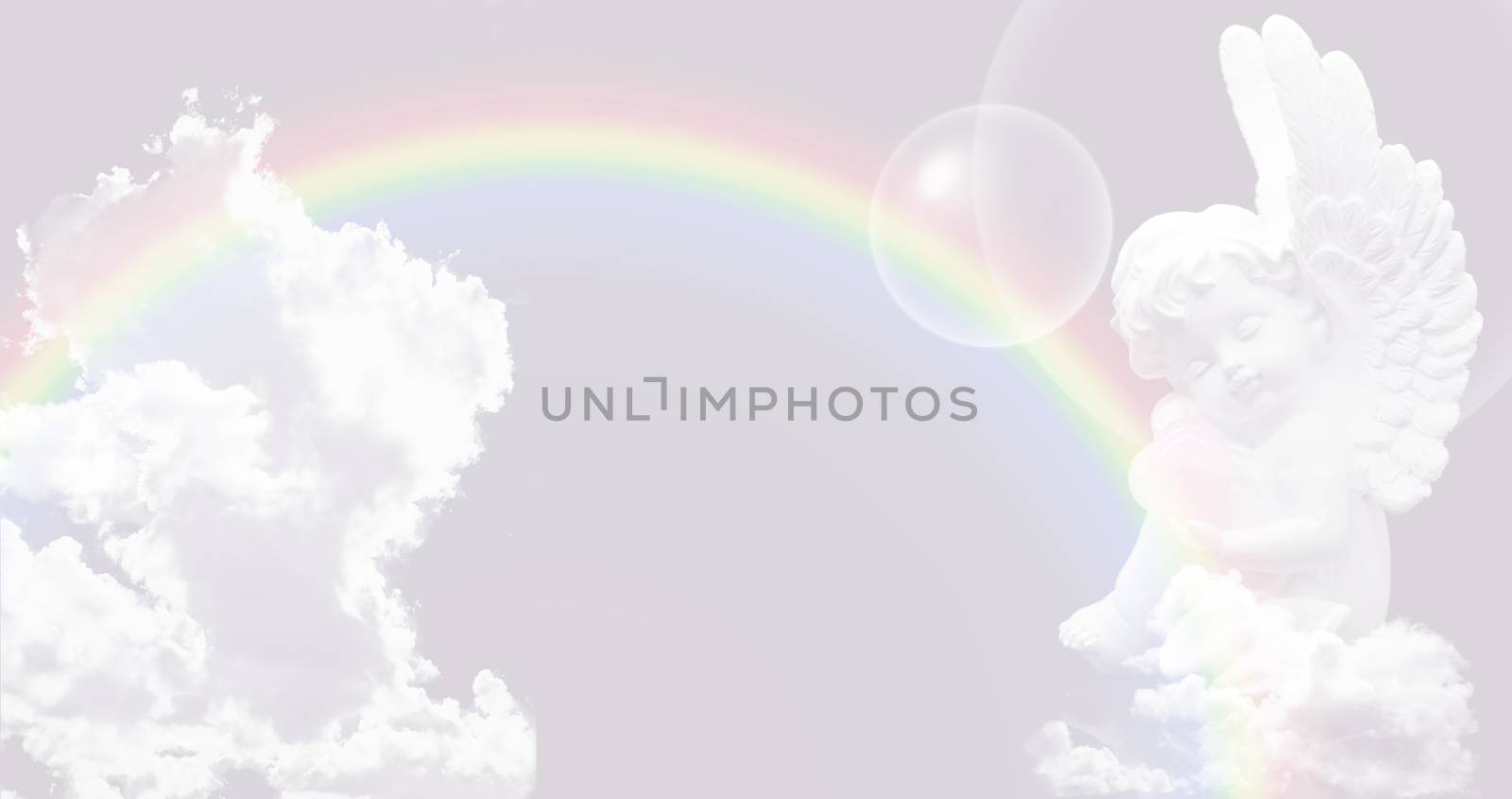 White Angel on the sky with rainbow by stellar