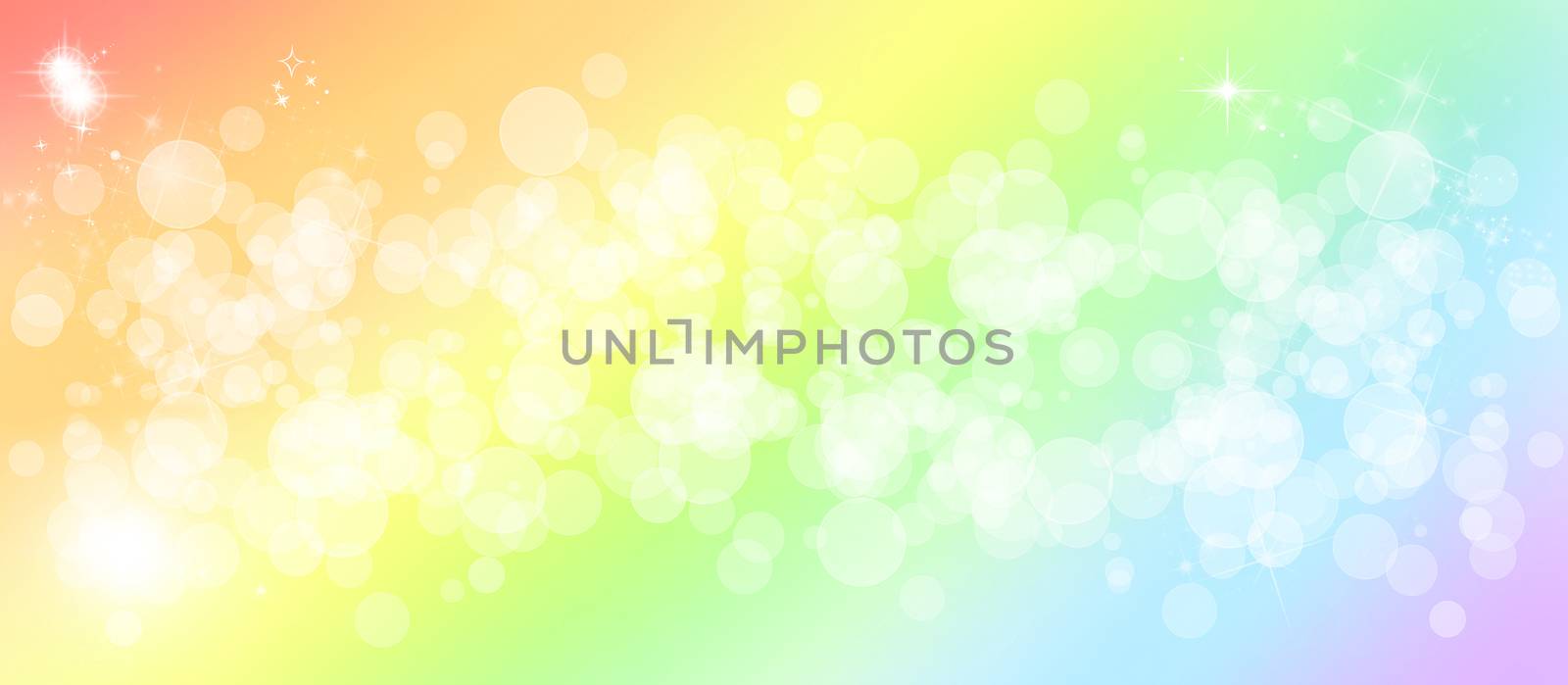 Wide pastel multicolored bokeh website header/banner