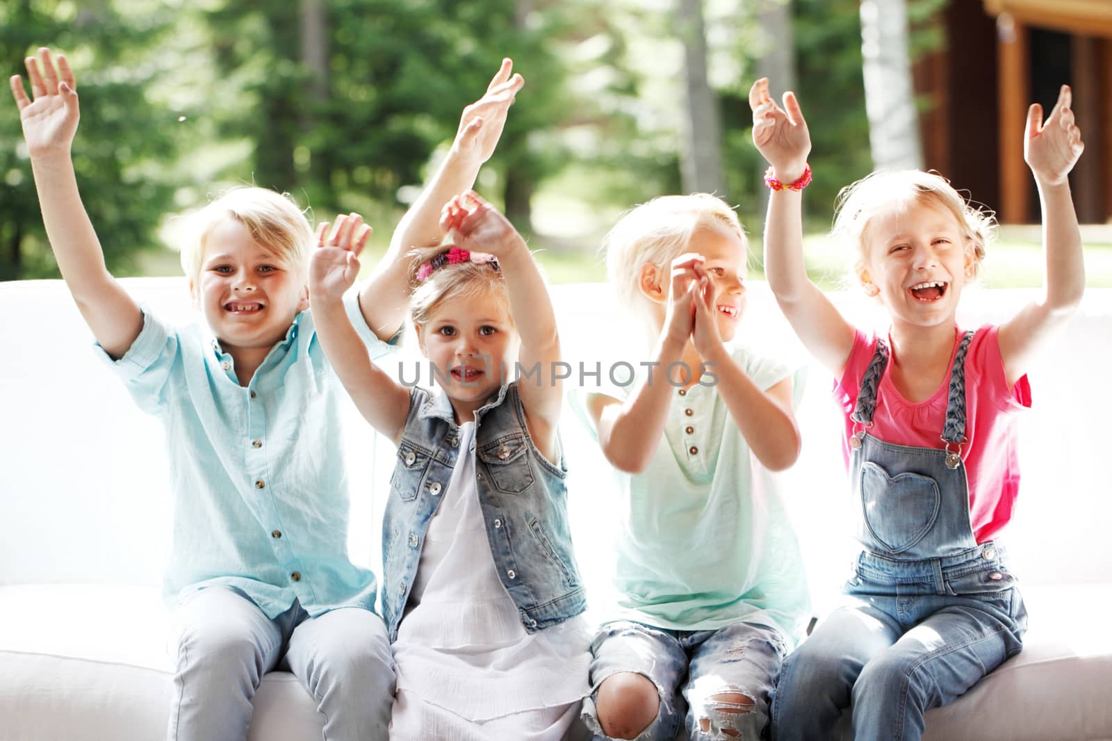 portrait of group of happy kids