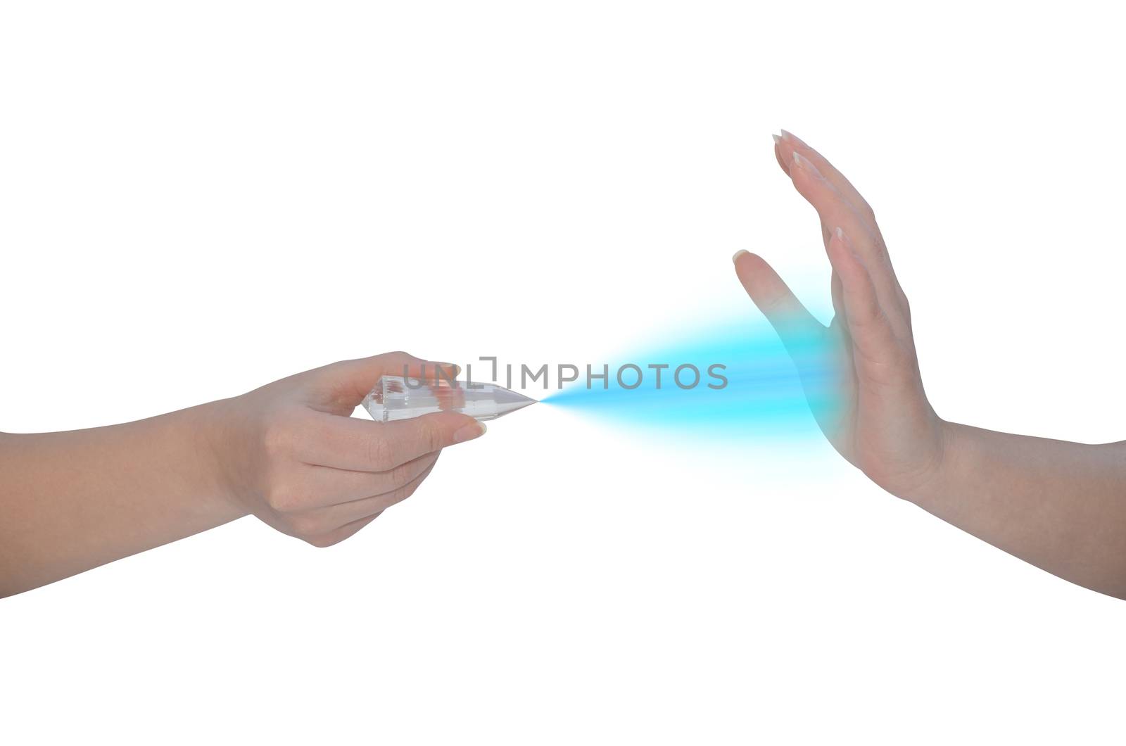 Woman's hand demonstrating  Vogel wand healing energy