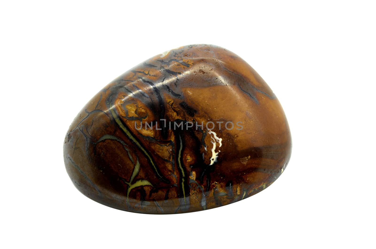 Sample of  tumbled Boulder Opal a beautiful nature specimen isolated on white background