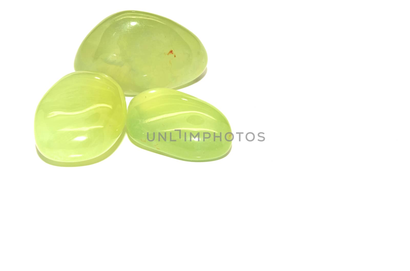 Set of  tumbled Prehnite a beautiful nature specimen isolated on white background