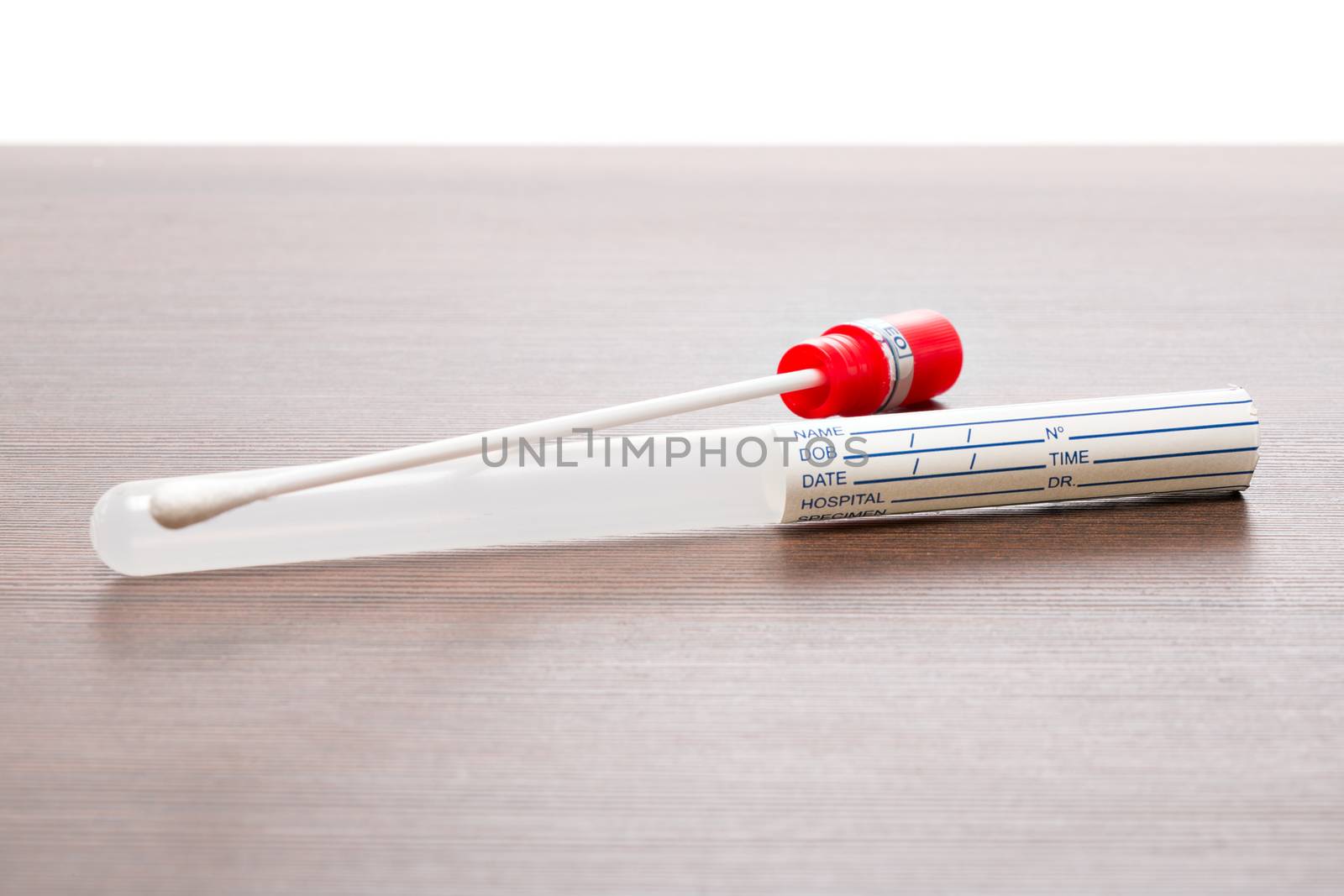 DNA test tube and cotton swab, wipe test