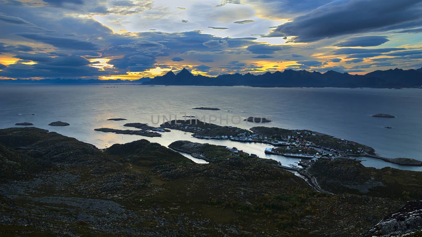 Night landscape Lofoten Islands in Norway by BIG_TAU