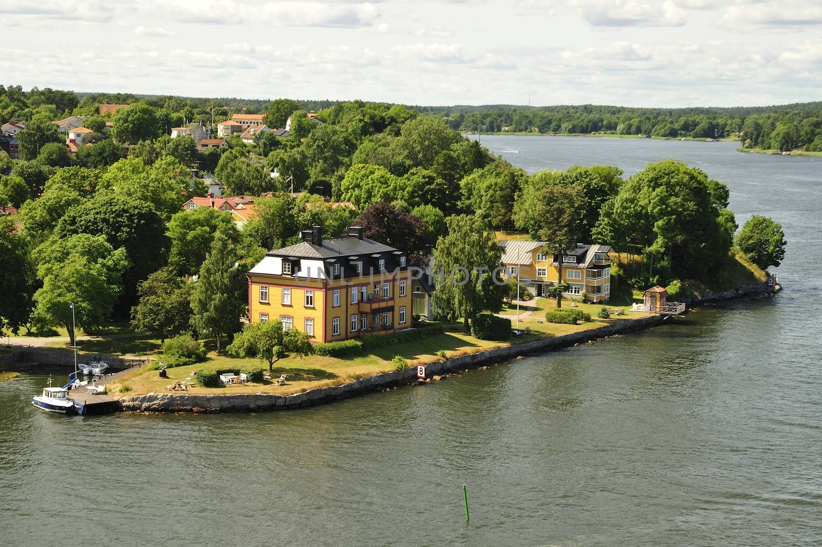 Beautiful summer vibrant picture of Stockholm archipelago and skerries