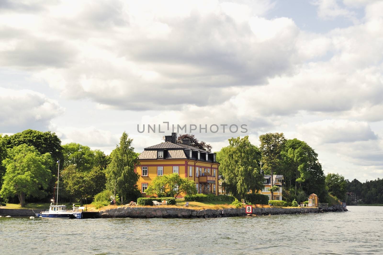 Beautiful summer vibrant picture of Stockholm archipelago and skerries