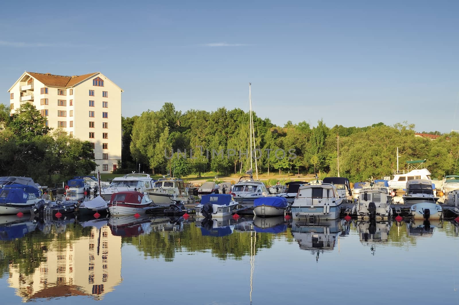 Stockholm embankment with boats