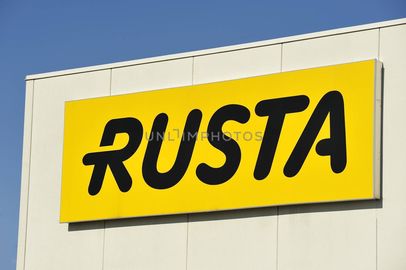 STOCKHOLM - MAY 1 2013: Rusta logo sign on showroom premises photographed on may 1th 2013 in Stockholm, Sweden.