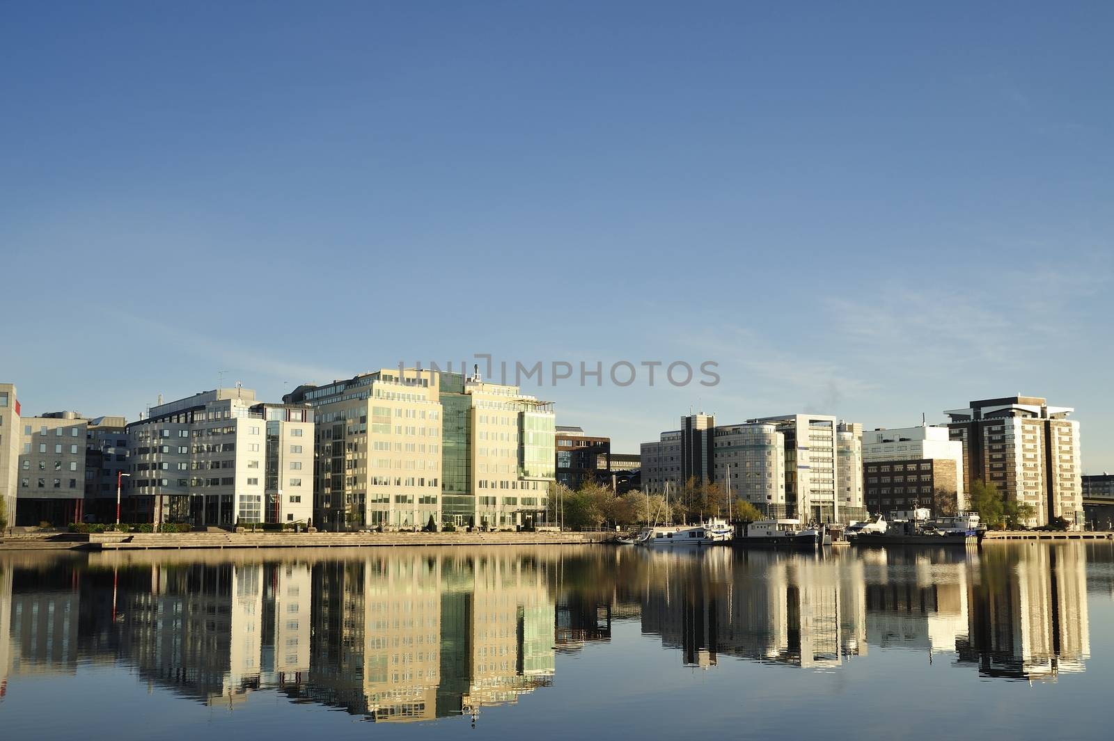 Modern apartment buildings in new neighborhood.