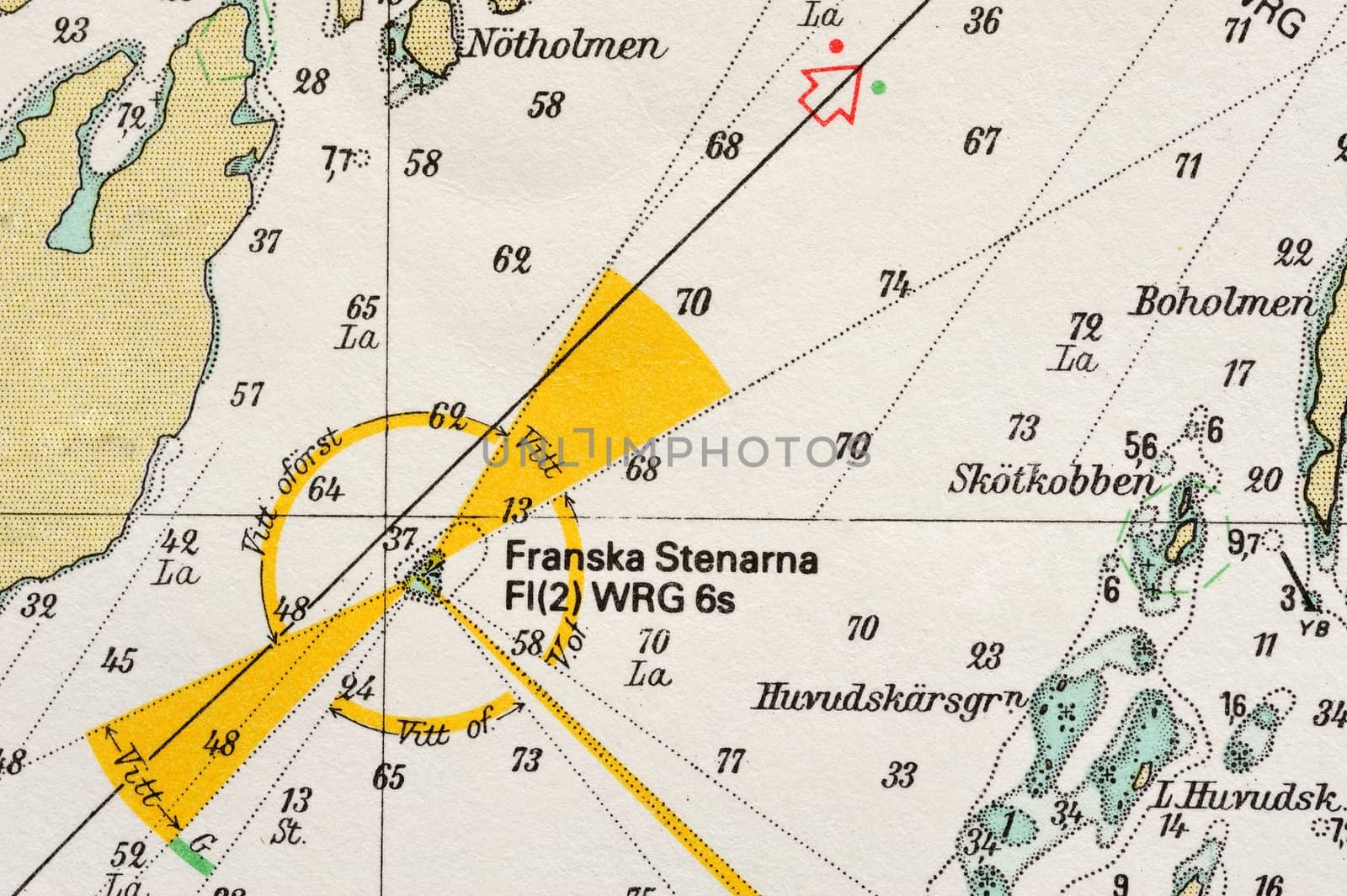 Macro shot of a old marine chart, detailing Stockholm archipelago. 

Picture is from "Batsjokort 1982-83 Serie A LANDSORT-ARHOLMA", created 2013-10-12.