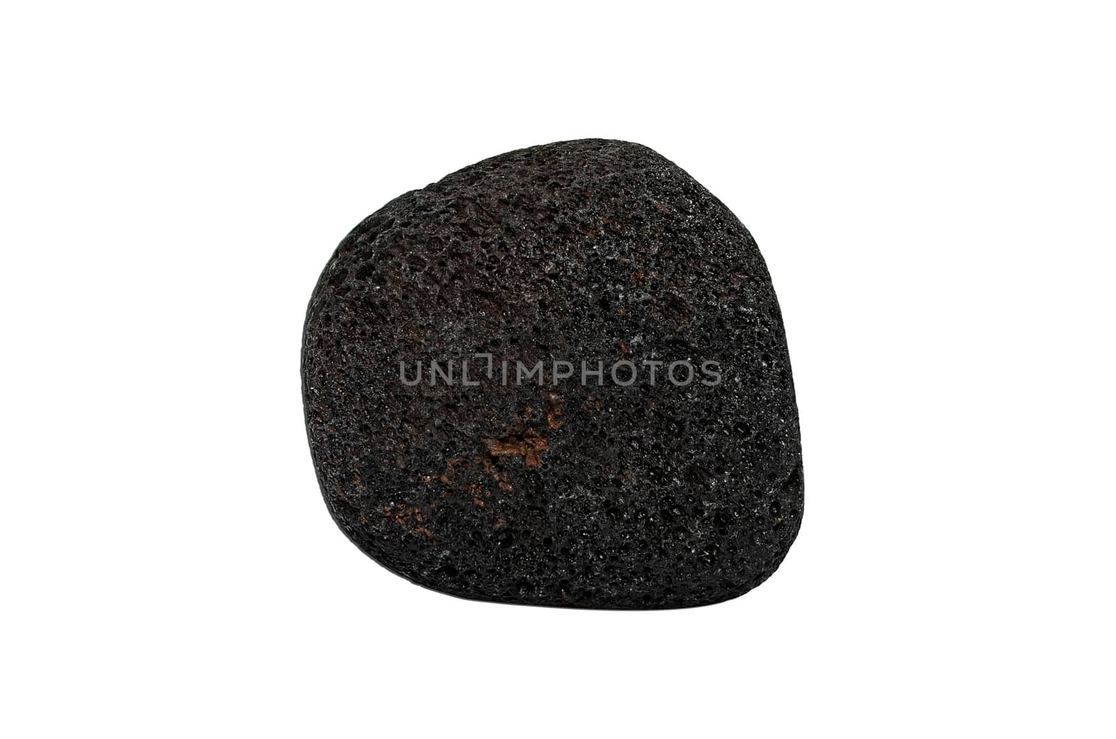 Sample of a beautiful Lava stone tumbled specimen isolated on white background