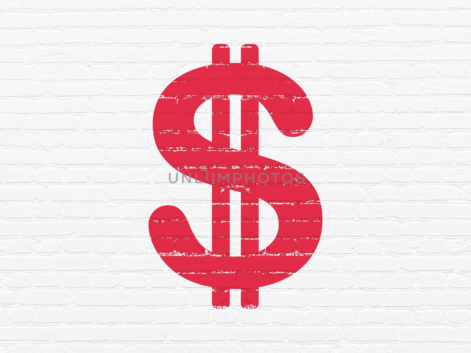 Money concept: Dollar on wall background by maxkabakov