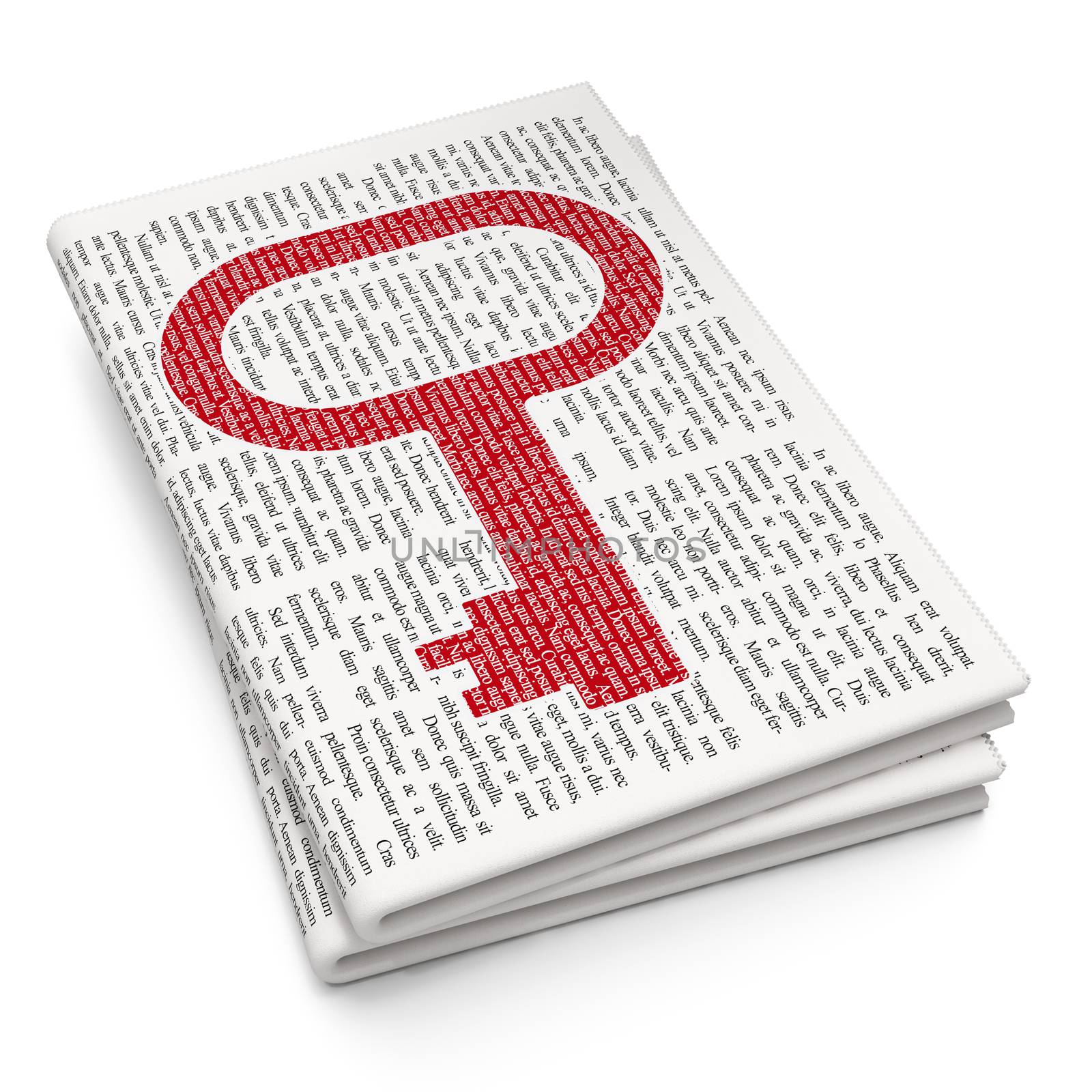 Privacy concept: Pixelated red Key icon on Newspaper background