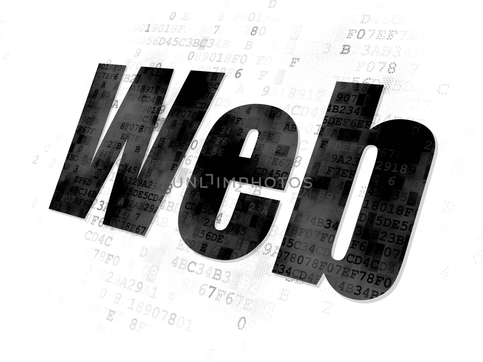 Web development concept: Pixelated black text Web on Digital background