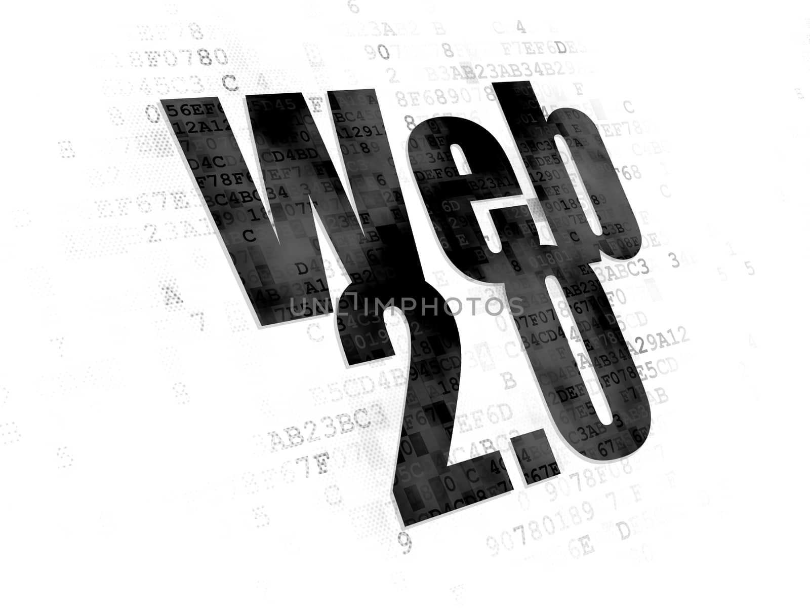 Web design concept: Pixelated black text Web 2.0 on Digital background