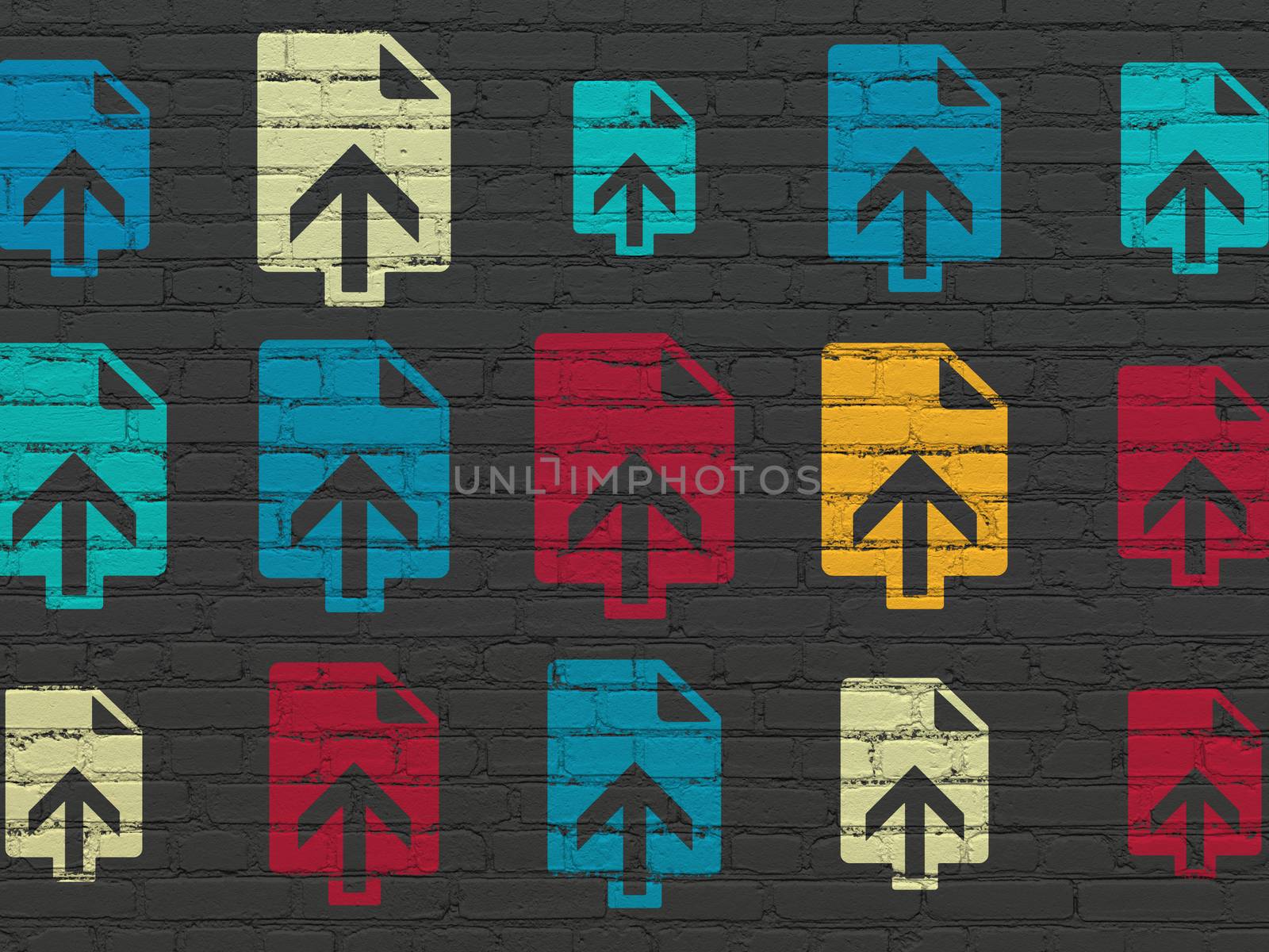 Web design concept: Upload icons on wall background by maxkabakov