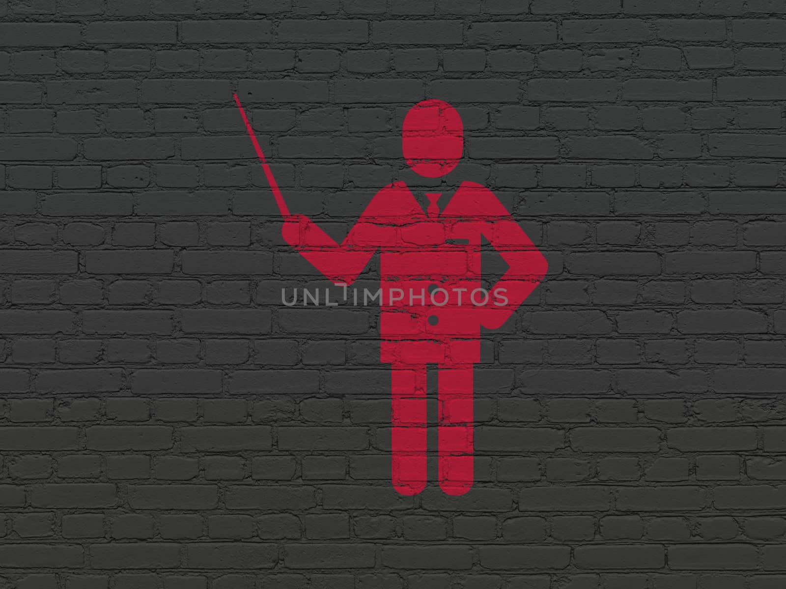 Education concept: Teacher on wall background by maxkabakov