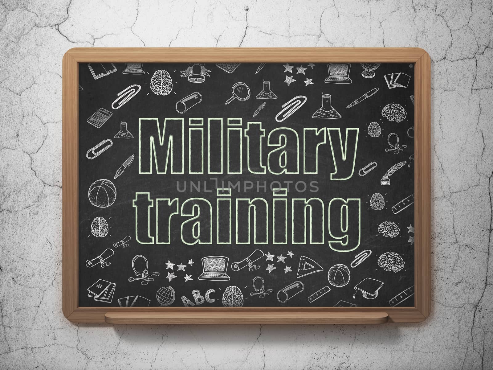 Studying concept: Military Training on School Board background by maxkabakov