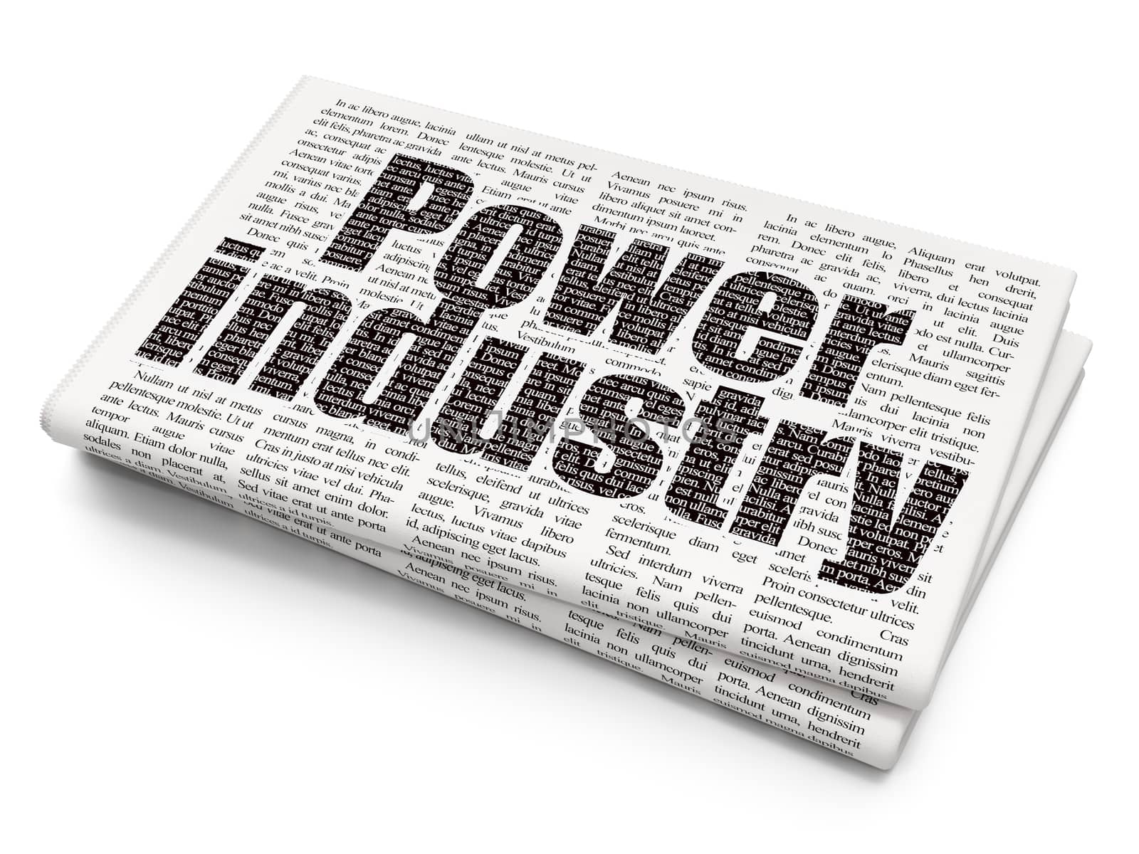 Industry concept: Pixelated black text Power Industry on Newspaper background