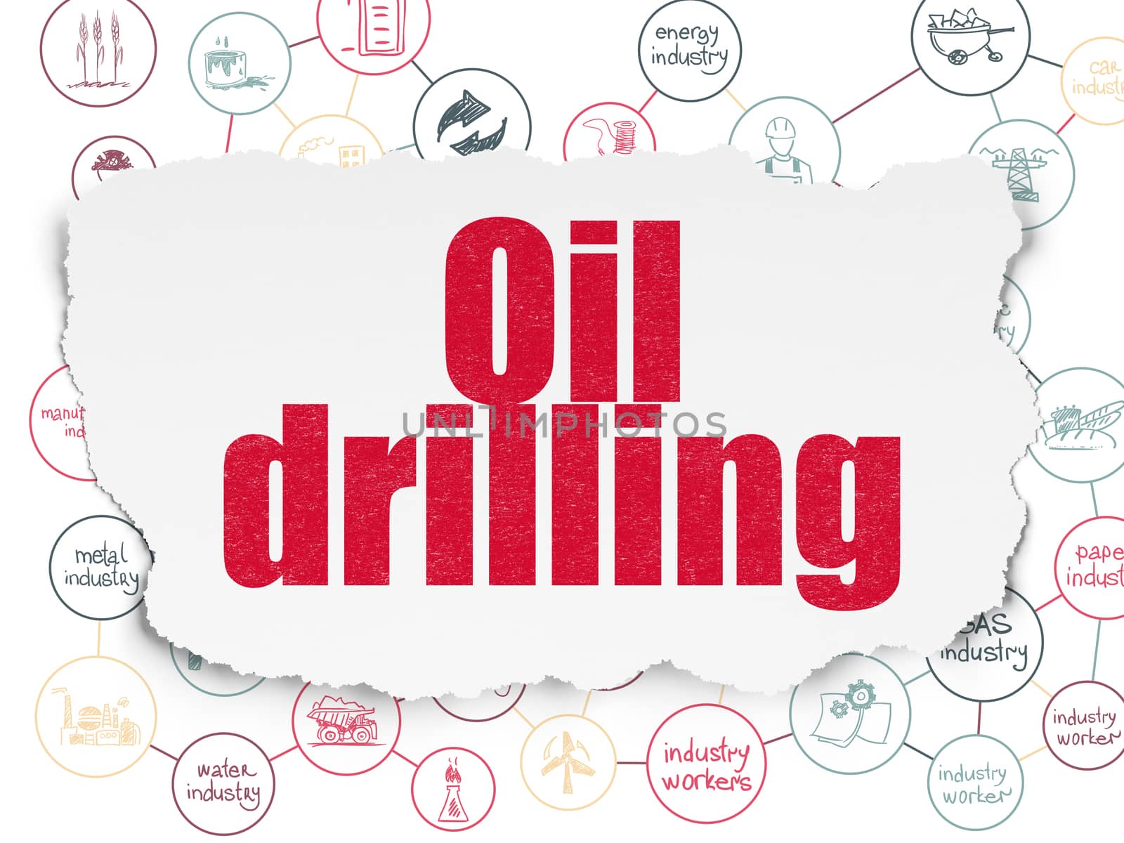 Manufacuring concept: Oil Drilling on Torn Paper background by maxkabakov