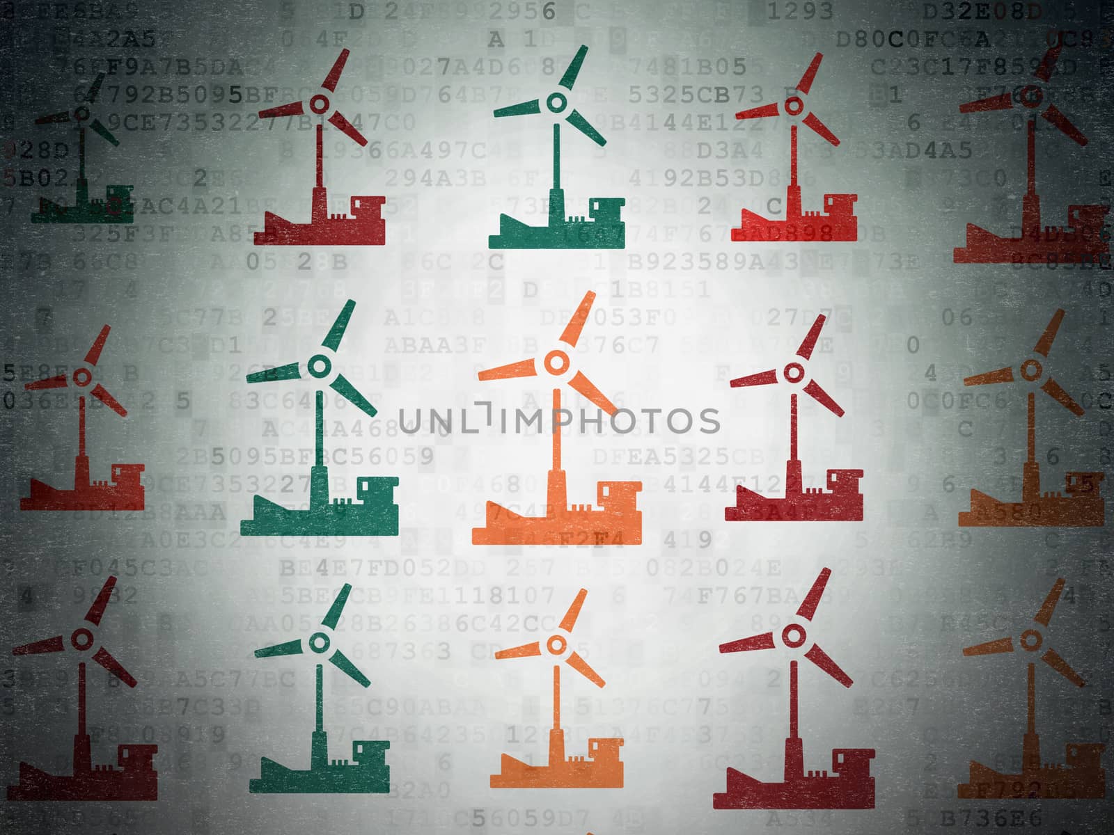 Manufacuring concept: Windmill icons on Digital Paper background by maxkabakov