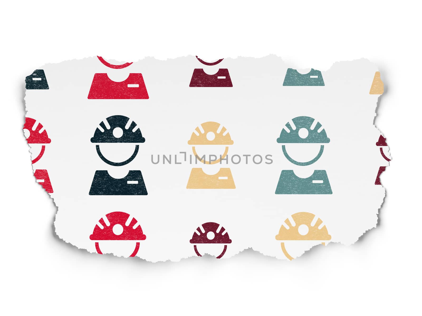 Industry concept: Factory Worker icons on Torn Paper background by maxkabakov