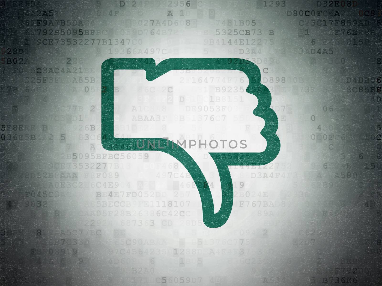 Social media concept: Thumb Down on Digital Paper background by maxkabakov