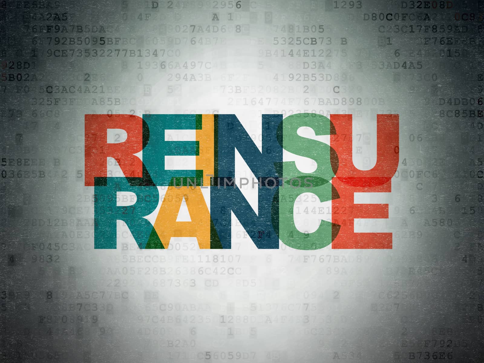 Insurance concept: Painted multicolor text Reinsurance on Digital Paper background