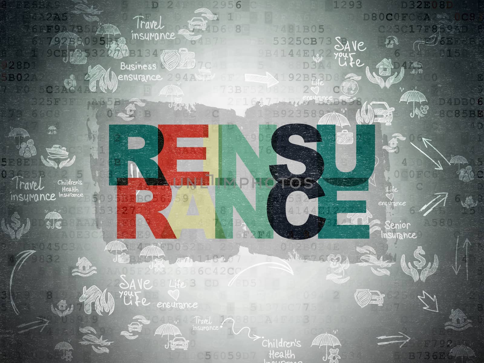 Insurance concept: Reinsurance on Digital Paper background by maxkabakov