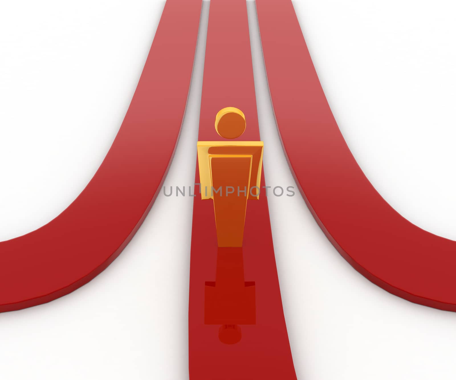 3d man on middle track from three different track concept by touchmenithin@gmail.com