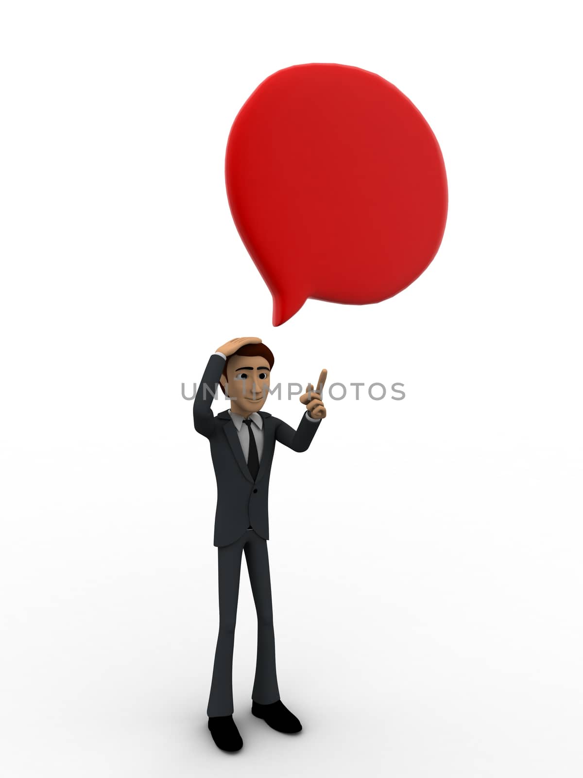 3d man with big red chat bubble concept by touchmenithin@gmail.com