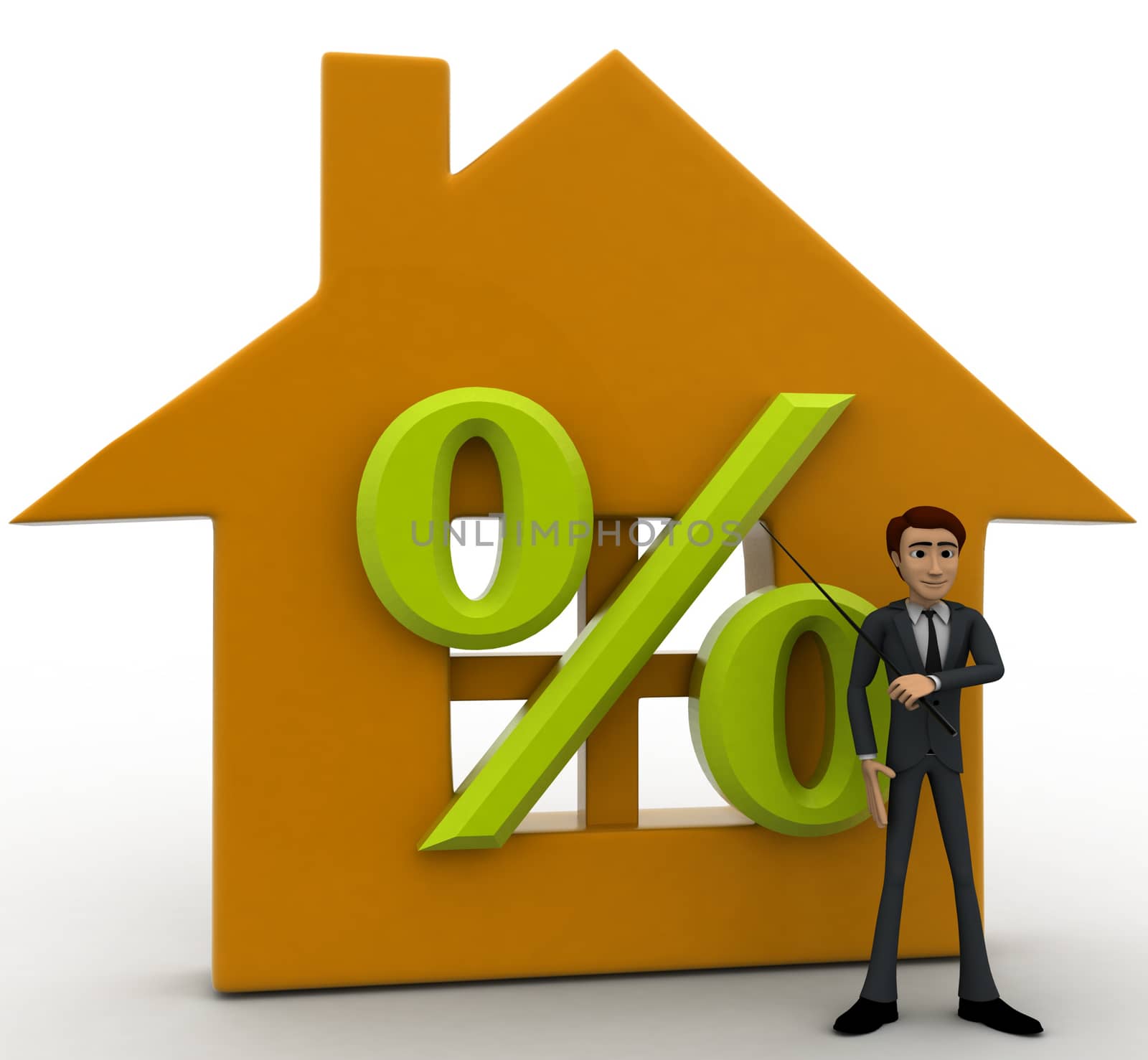 3d man with home icon with percentage discount concept by touchmenithin@gmail.com