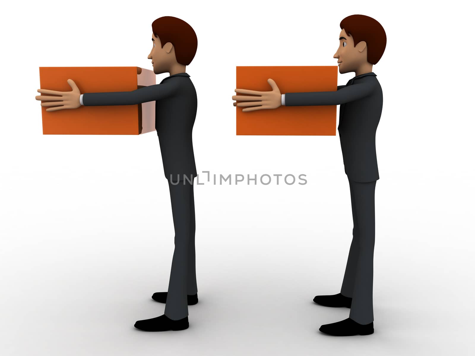 3d men in queue with delivery boxes concept by touchmenithin@gmail.com