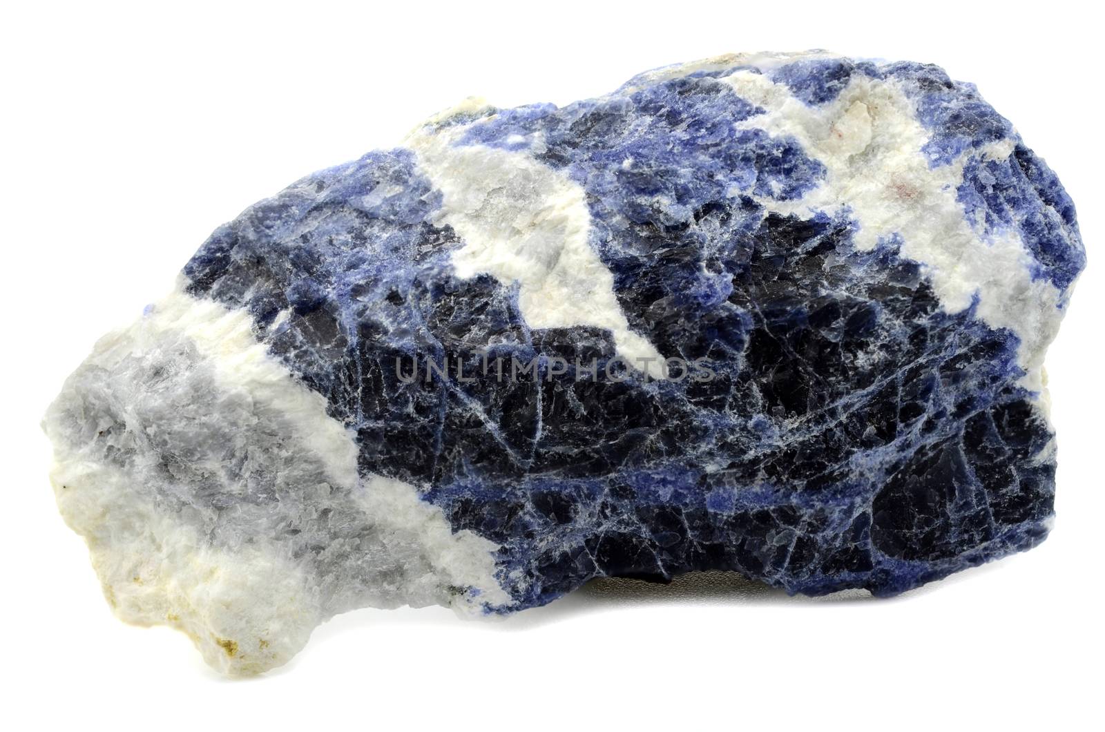 Sample of  Sodalite a beautiful nature specimen isolated on white background
