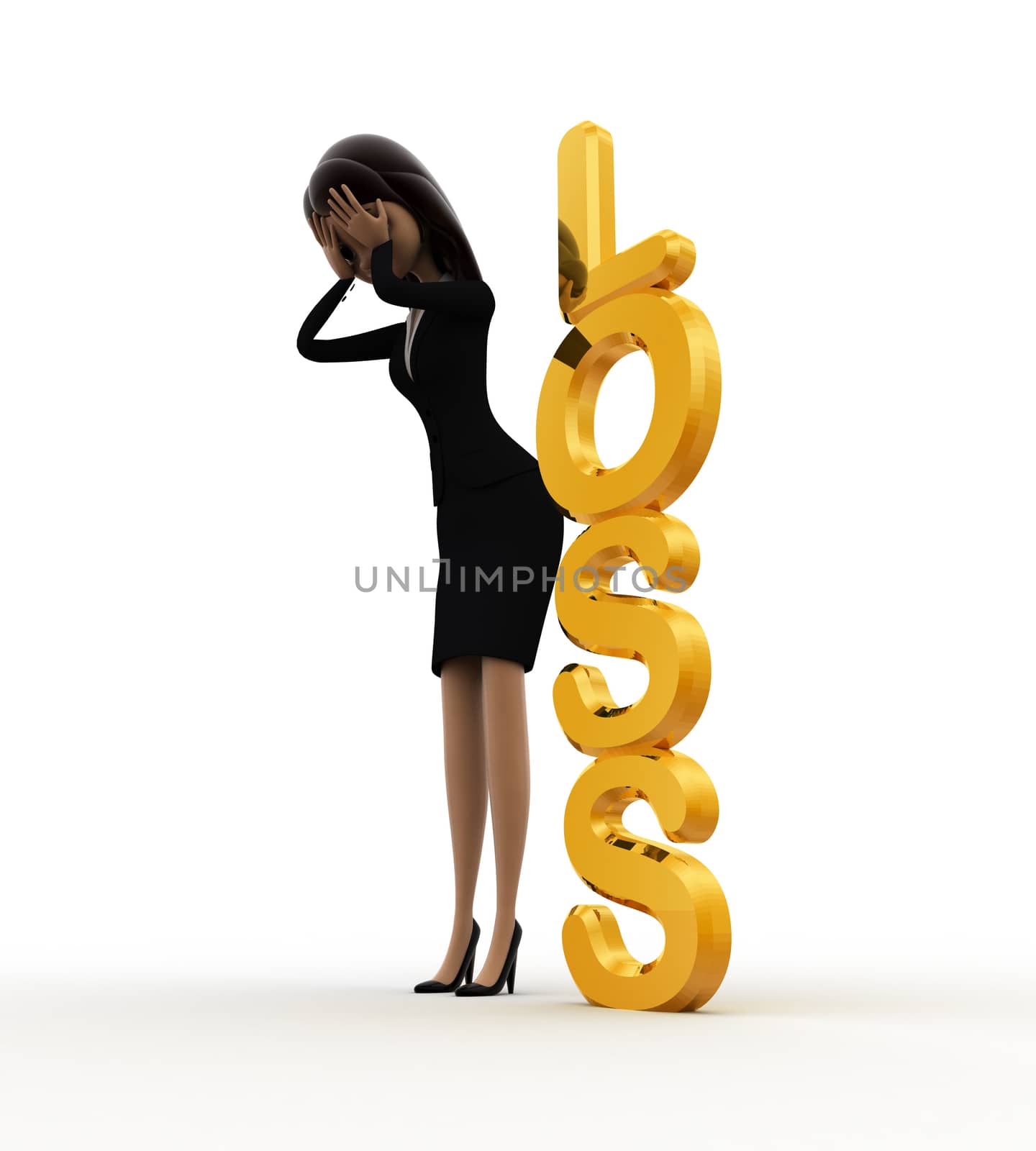 3d woman with golden loss concept by touchmenithin@gmail.com