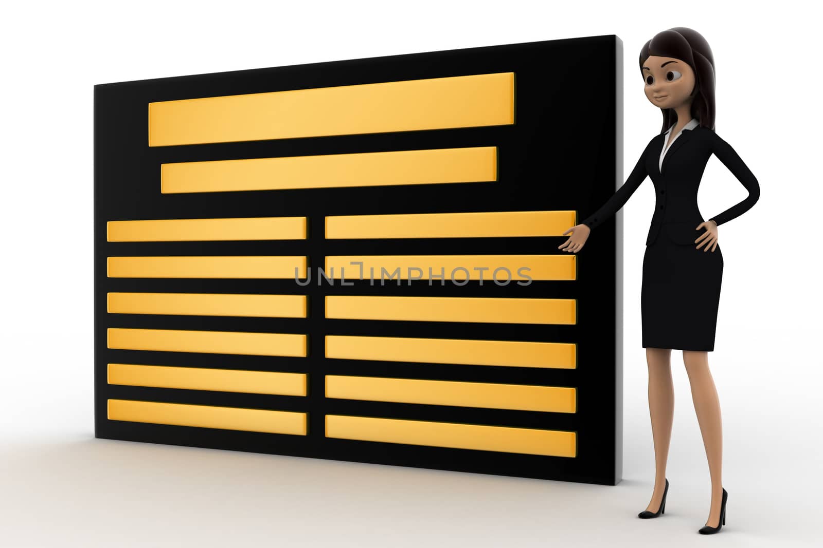 3d woman with golden board concept by touchmenithin@gmail.com