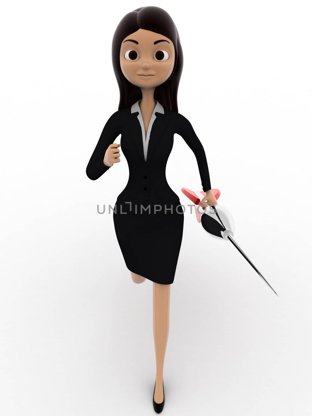 3d woman running with dart concept by touchmenithin@gmail.com