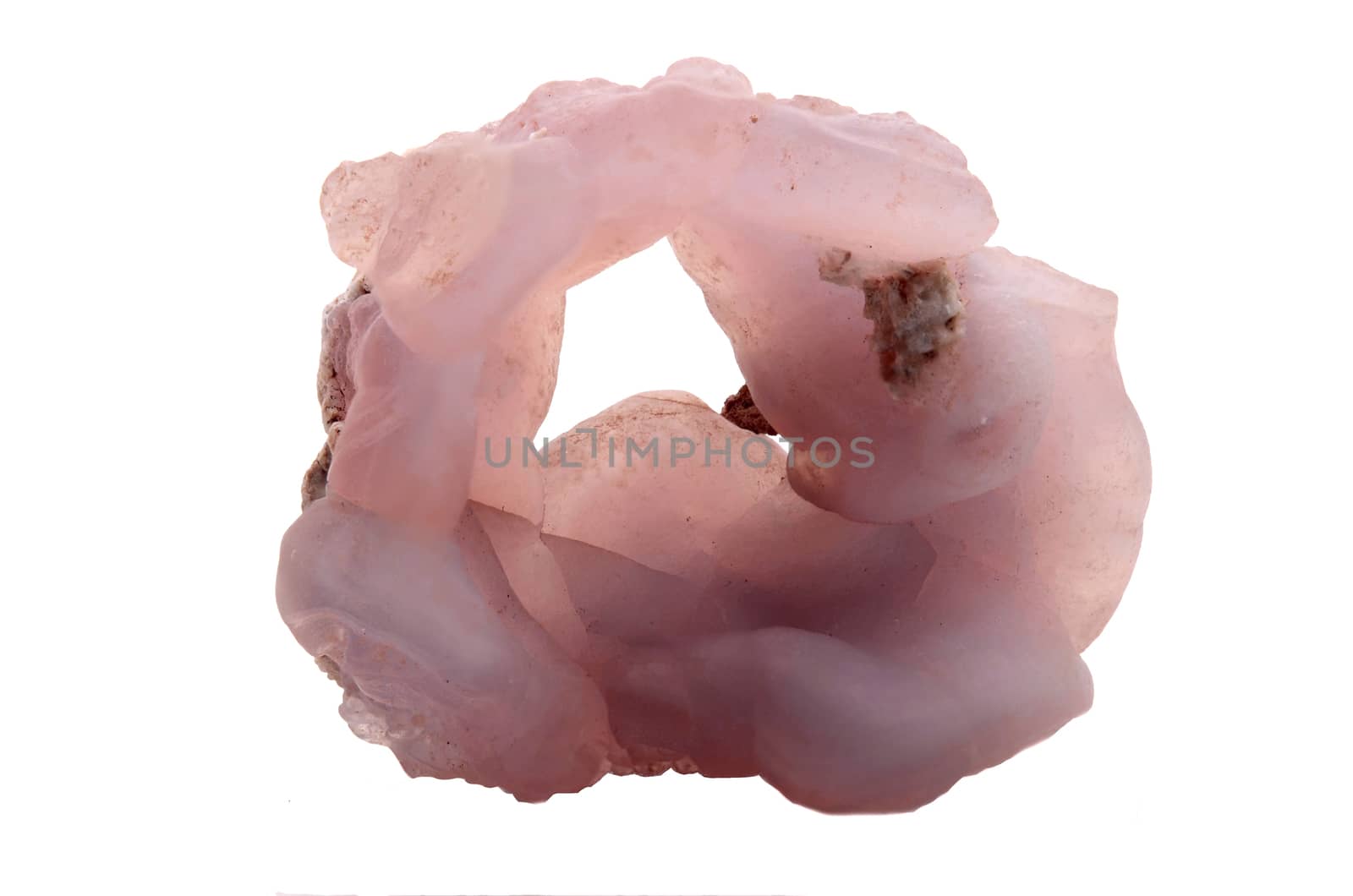 Sample of  Pink Chalcedony a beautiful nature specimen isolated on white background