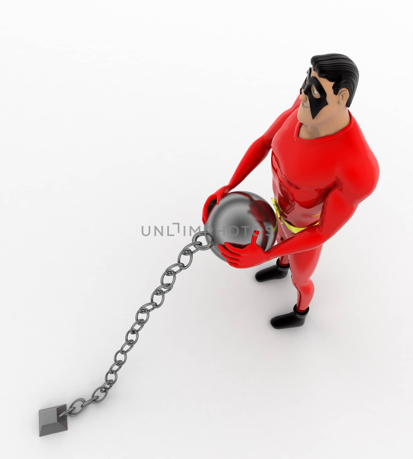 3d superhero pulling chain ball concept by touchmenithin@gmail.com