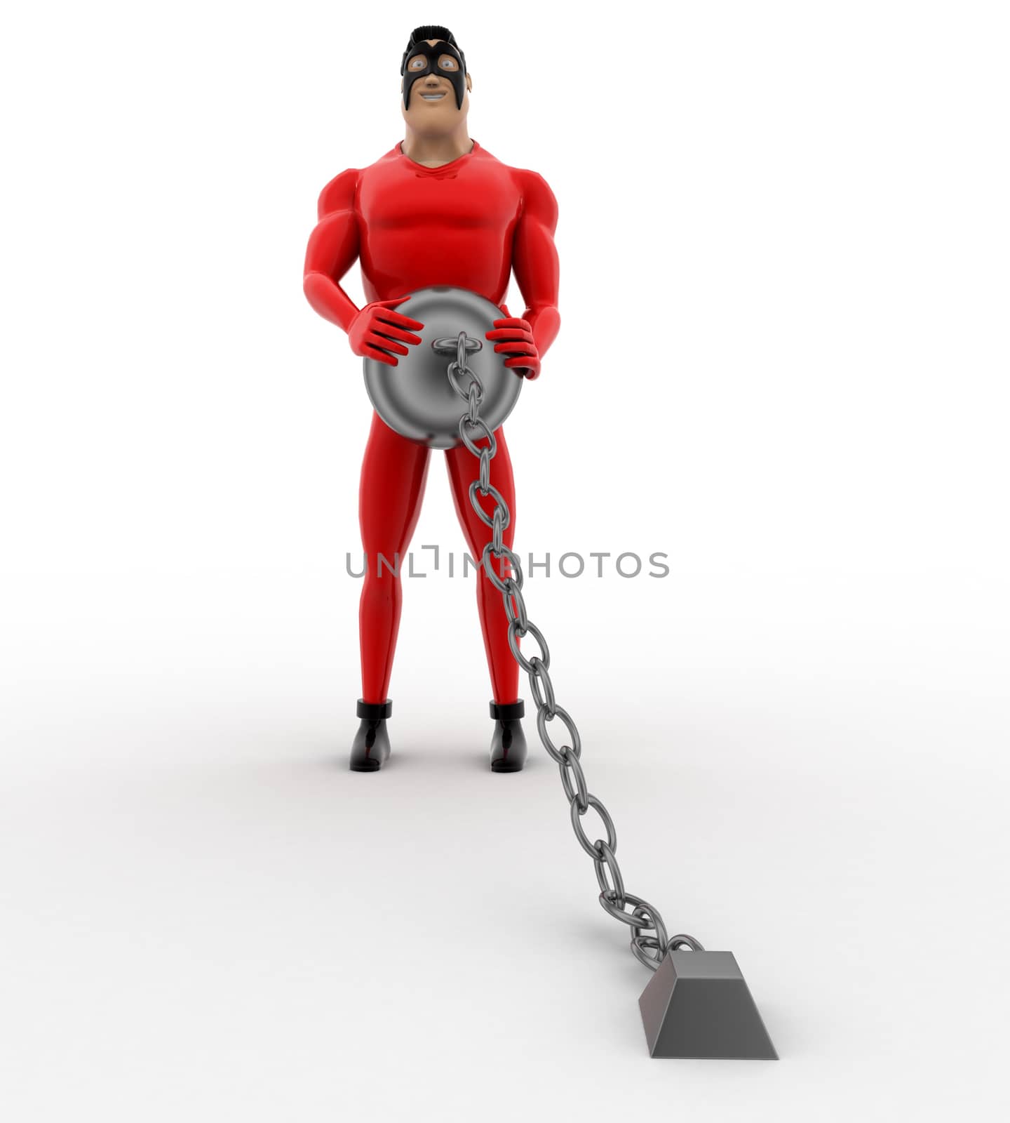 3d superhero pulling chain ball concept by touchmenithin@gmail.com