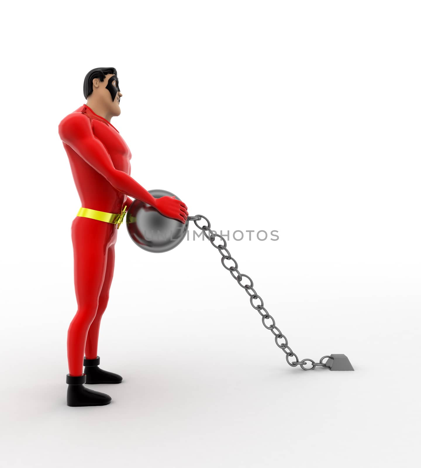 3d superhero pulling chain ball concept by touchmenithin@gmail.com