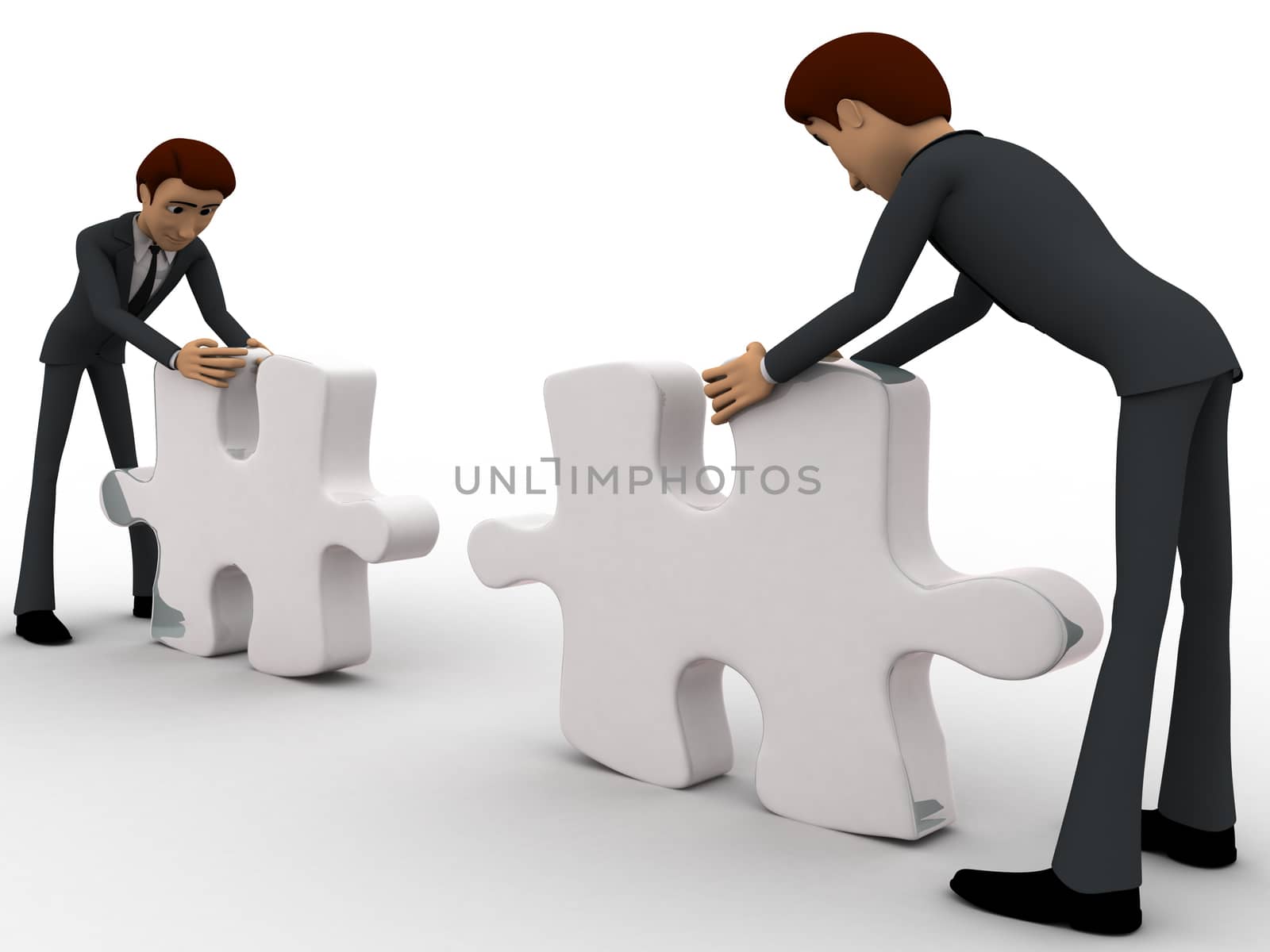 3d men joining puzzles concept by touchmenithin@gmail.com