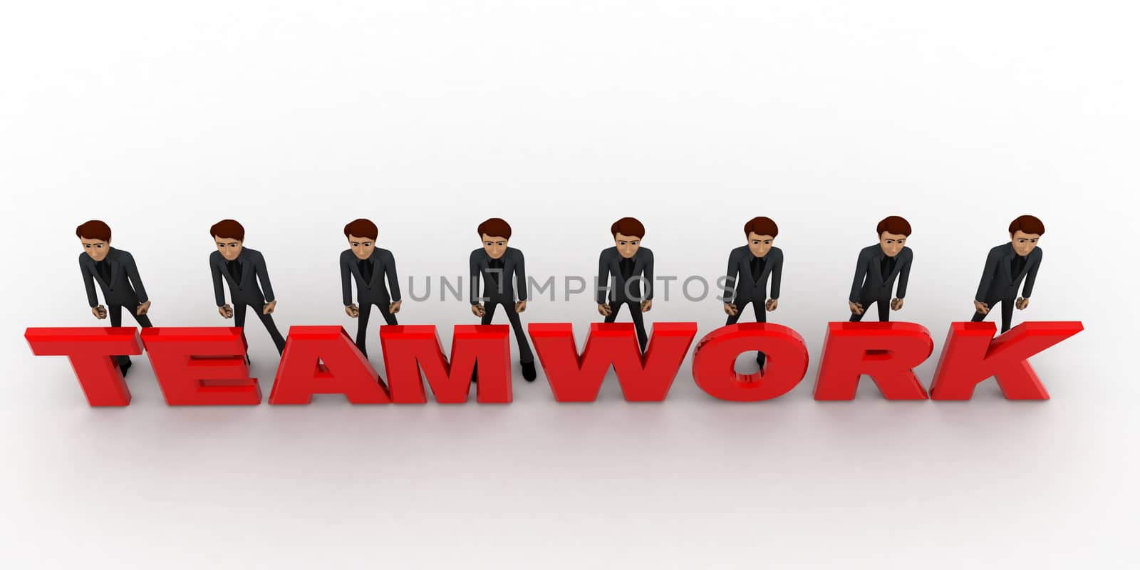 3d men standing with team work text concept by touchmenithin@gmail.com