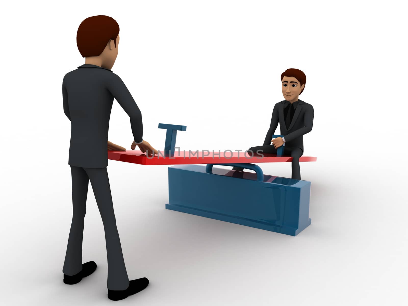 3d men sitting on see saw concept by touchmenithin@gmail.com