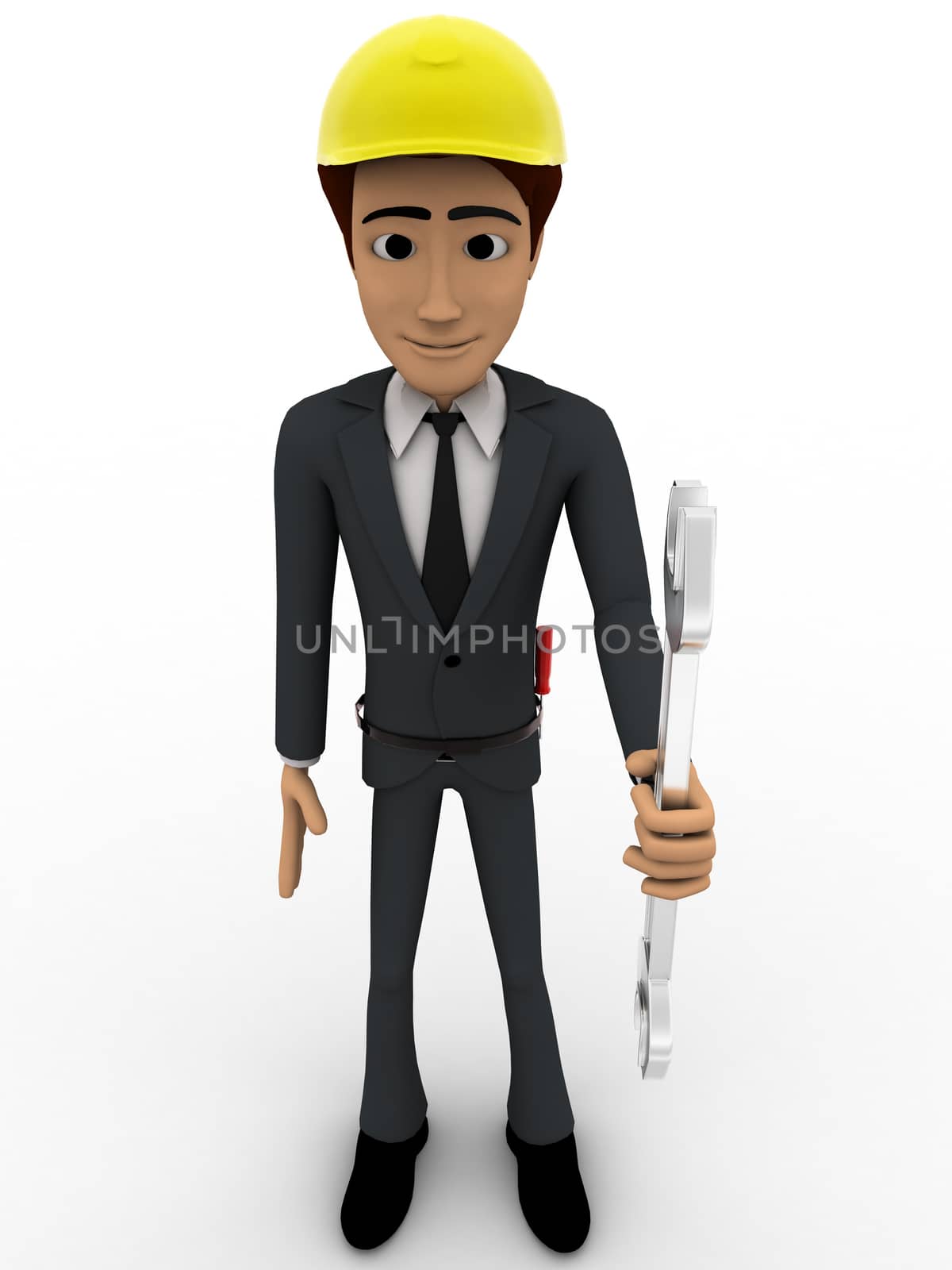 3d man standing with wrench in hand concept by touchmenithin@gmail.com